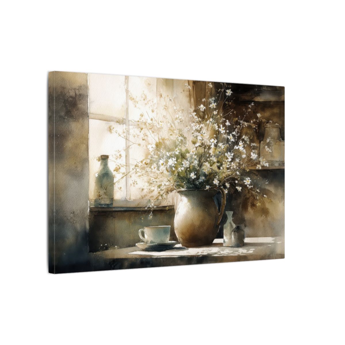 Watercolor Still Life Print – gallery wrapped canvas, side view