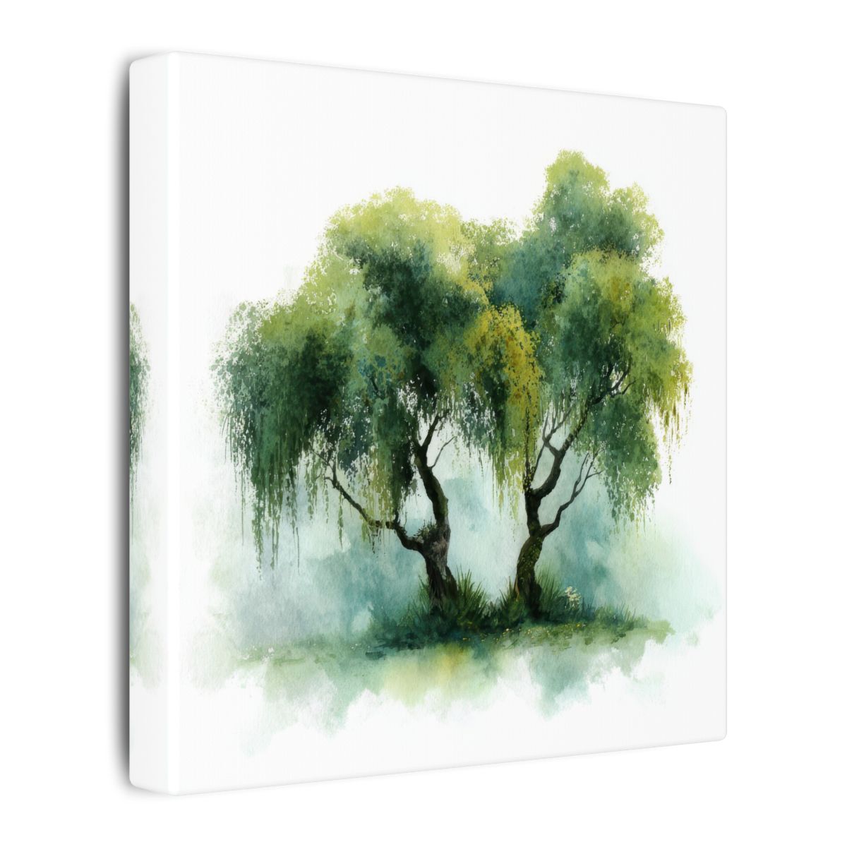 Weeping Willow Watercolor Print – gallery wrapped canvas, side view