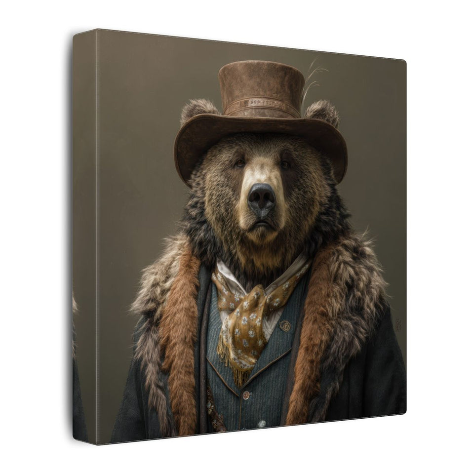 Western Bear Gentleman Canvas Wall Art – gallery wrapped canvas, side view