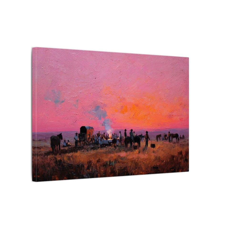 Western Chuckwagon Canvas Wall Art – gallery wrapped canvas, side view