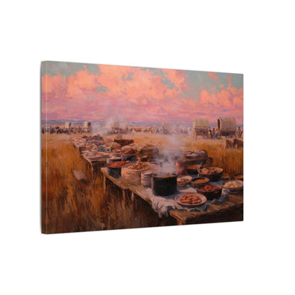 Western Chuckwagon Dinner Canvas Art – gallery wrapped canvas, side view