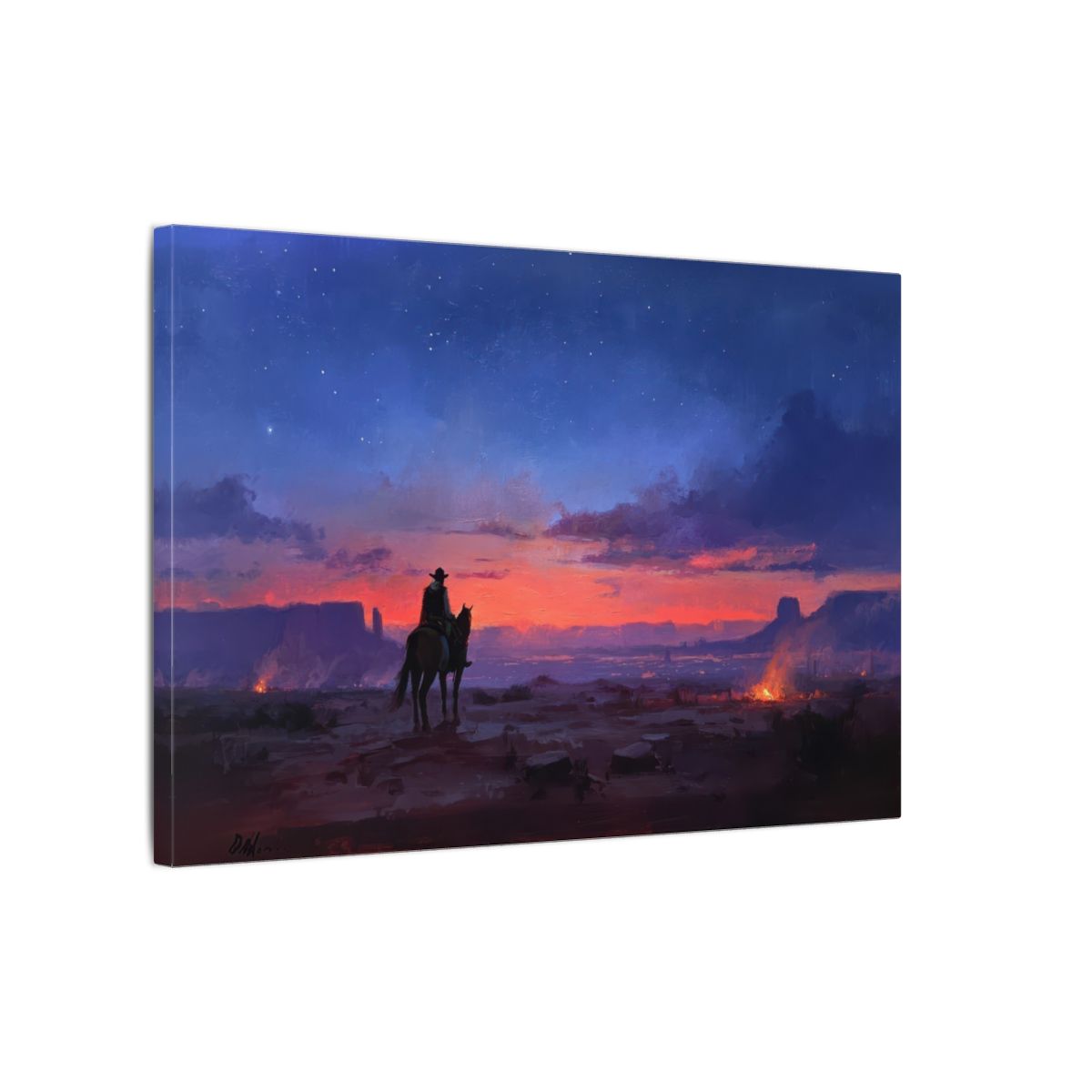 Western Cowboy Canvas Wall Art – gallery wrapped canvas, side view