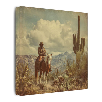 Western Cowboy Desert Canvas Wall Art – gallery wrapped canvas, side view