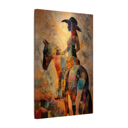 Western Cowgirl Abstract Canvas Art – gallery wrapped canvas, side view