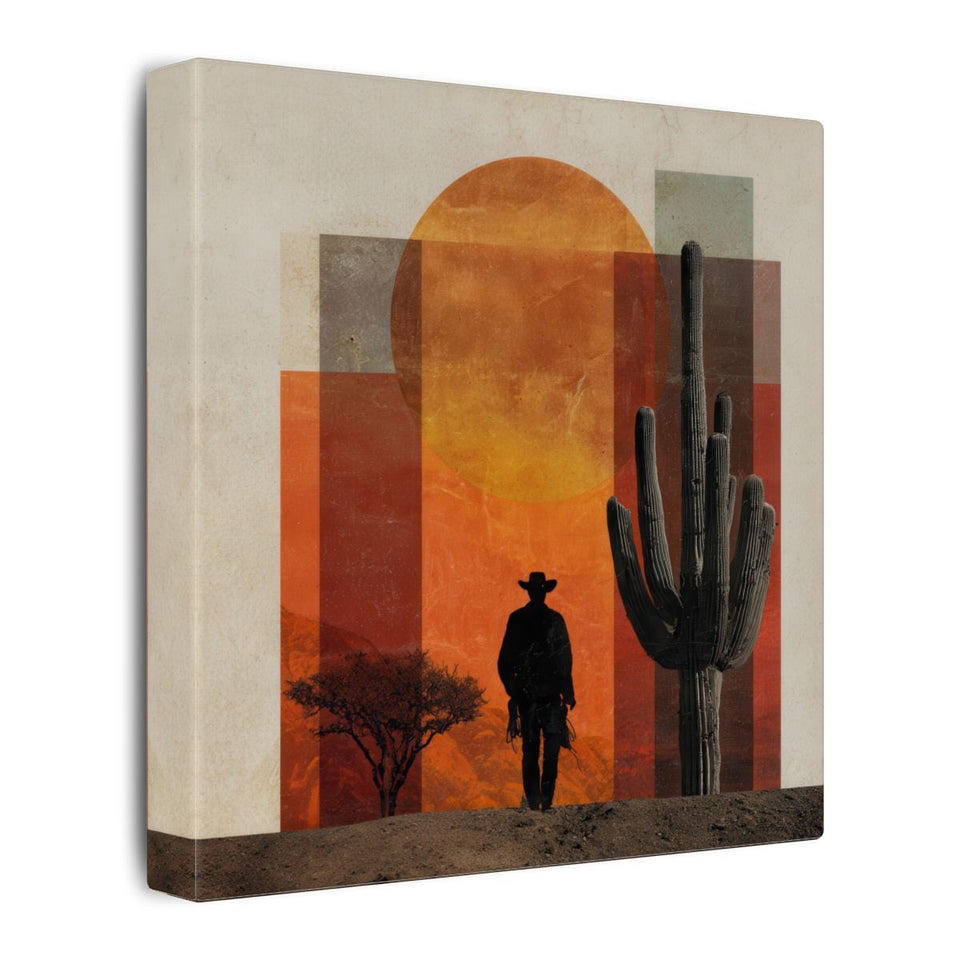Western Desert Cowboy Canvas Wall Art – gallery wrapped canvas, side view