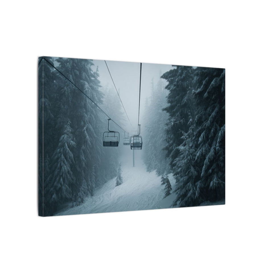 Winter Ski Lift Canvas Wall Art – gallery wrapped canvas, side view