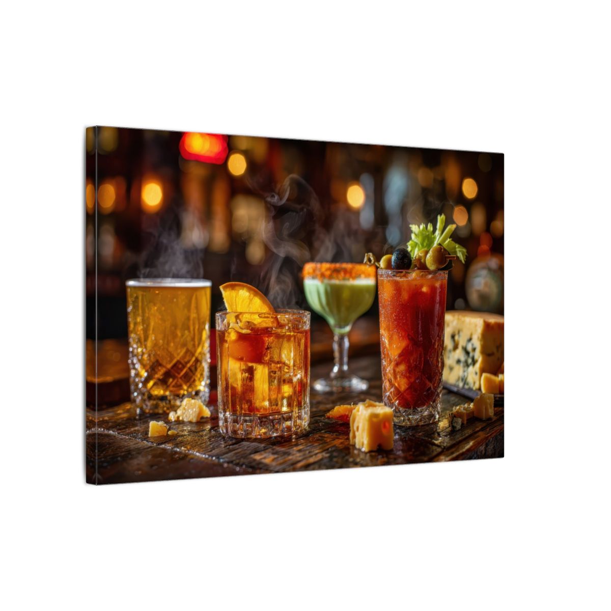 Wisconsin Tavern Cocktail Wall Art – gallery wrapped canvas, side view