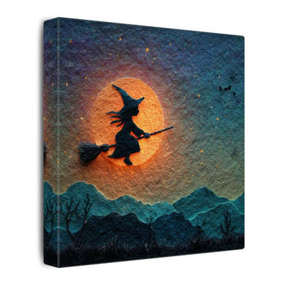 Witch Broomstick Wall Art – gallery wrapped canvas, side view