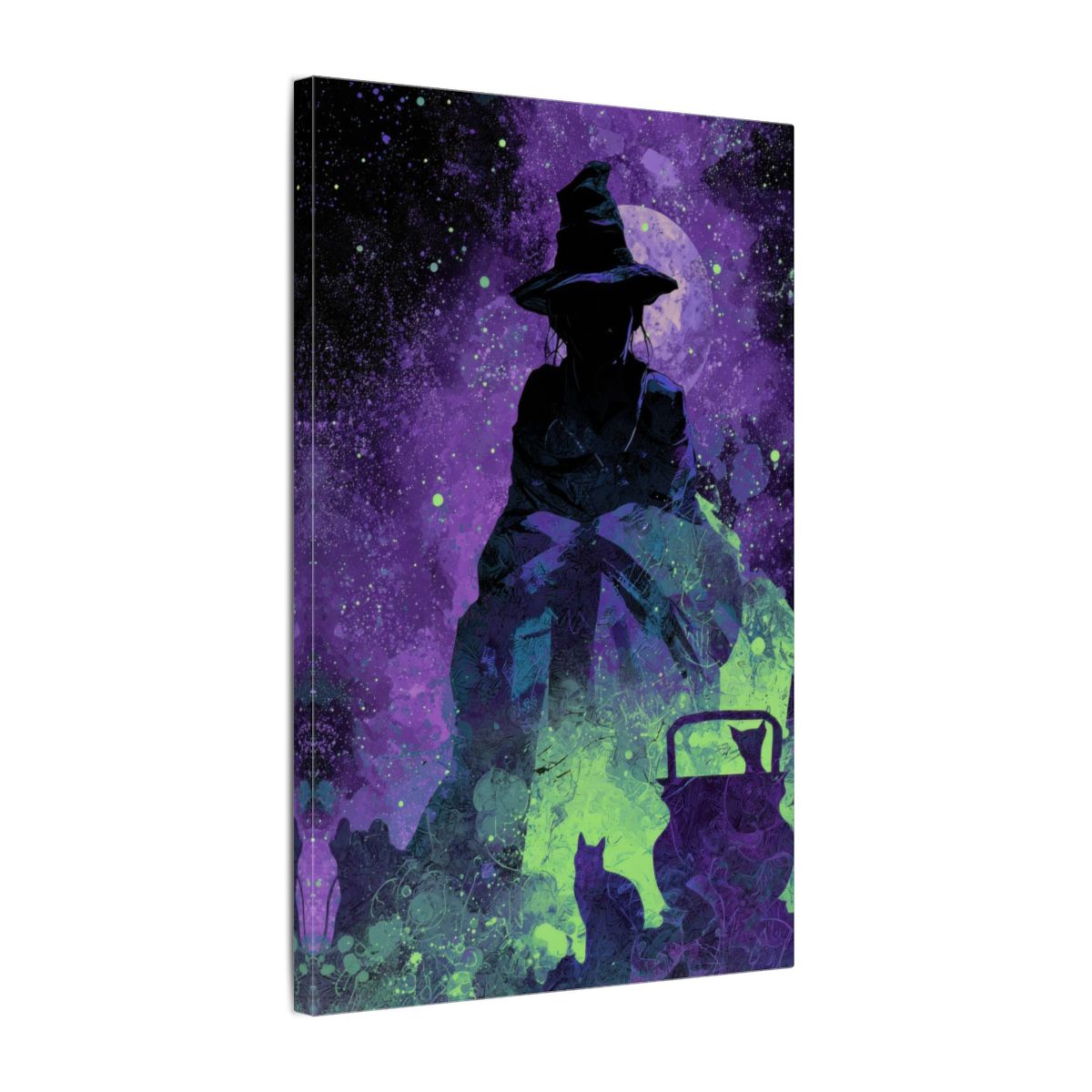 Witch Silhouette Digital Art Print – gallery wrapped canvas, side view