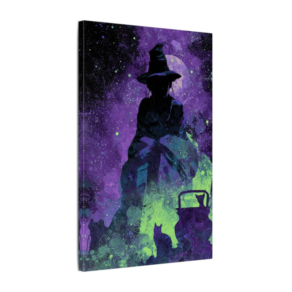 Witch Silhouette Digital Art Print – gallery wrapped canvas, side view