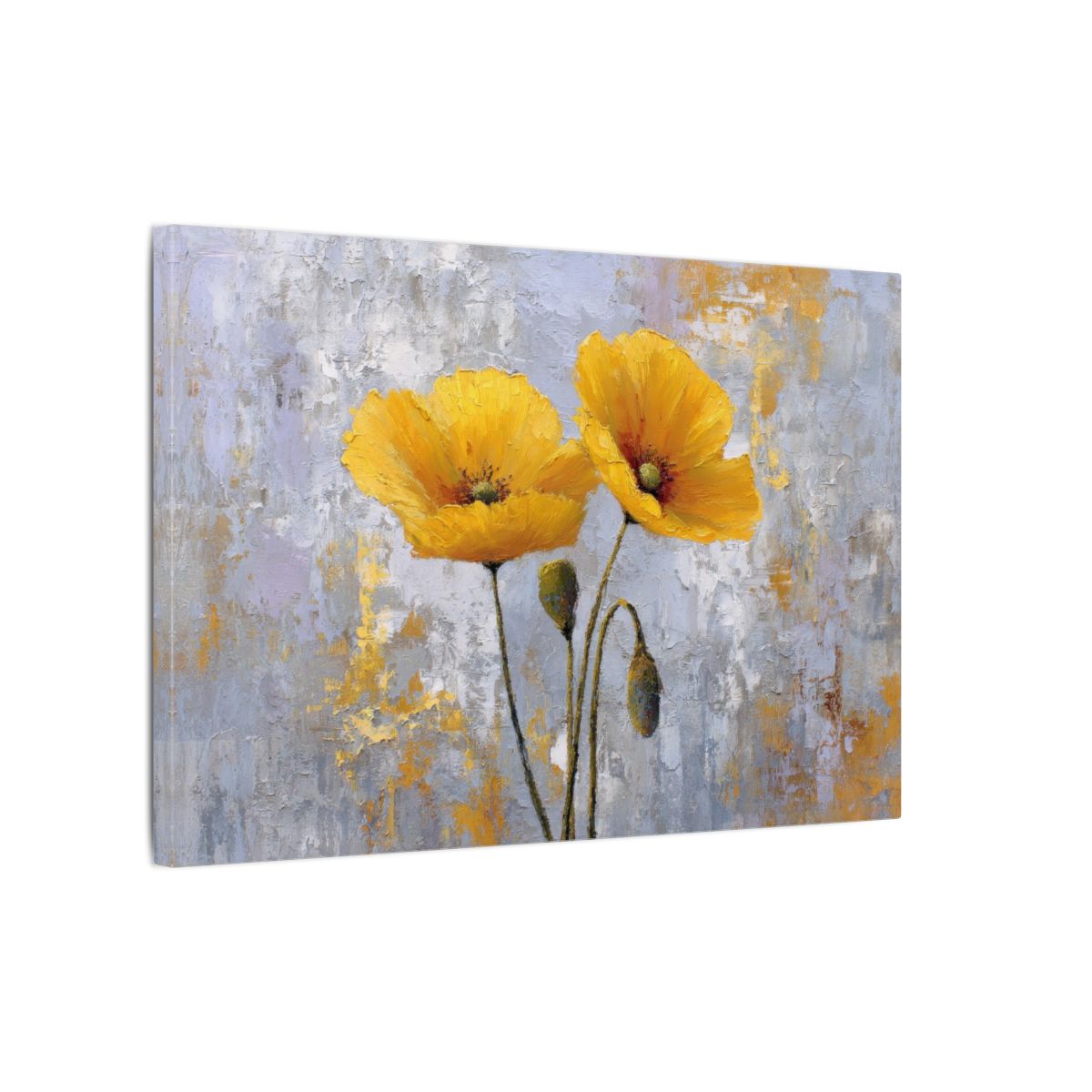 Yellow Poppy Canvas Wall Art – gallery wrapped canvas, side view