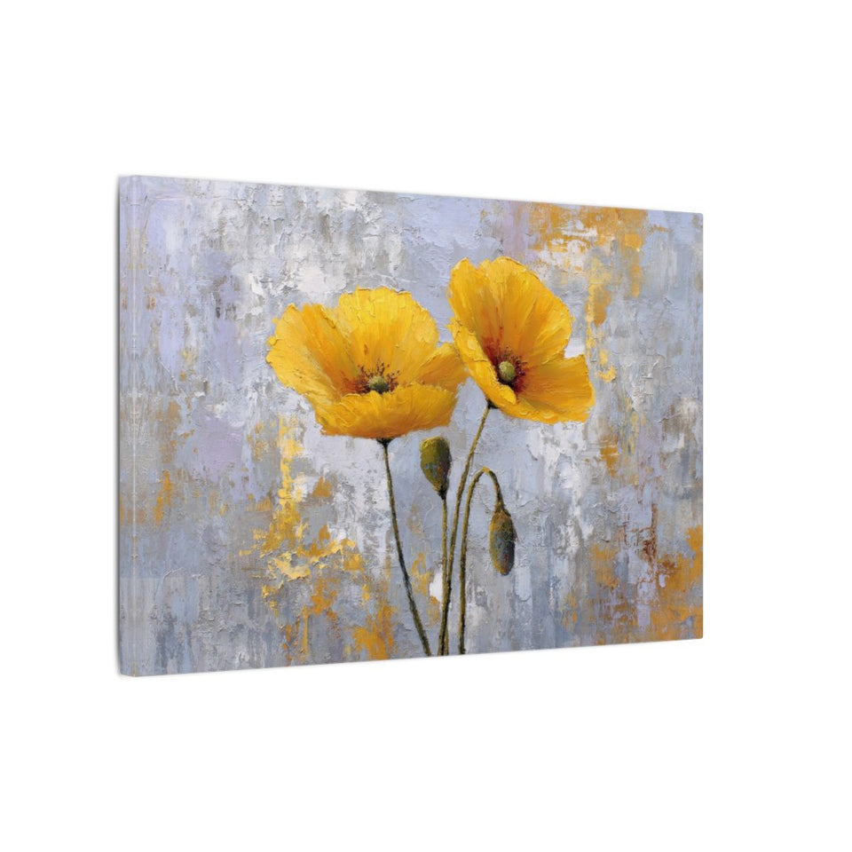 Yellow Poppy Canvas Wall Art – gallery wrapped canvas, side view