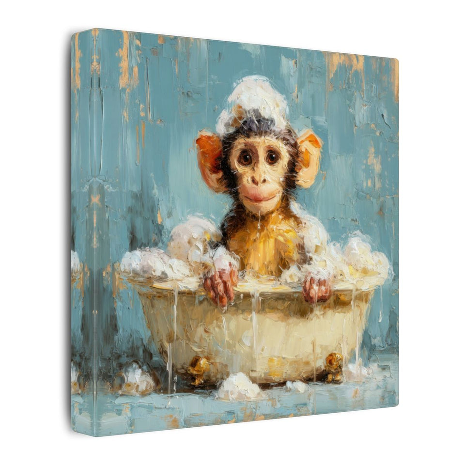 Young Monkey Bathtub Print – gallery wrapped canvas, side view